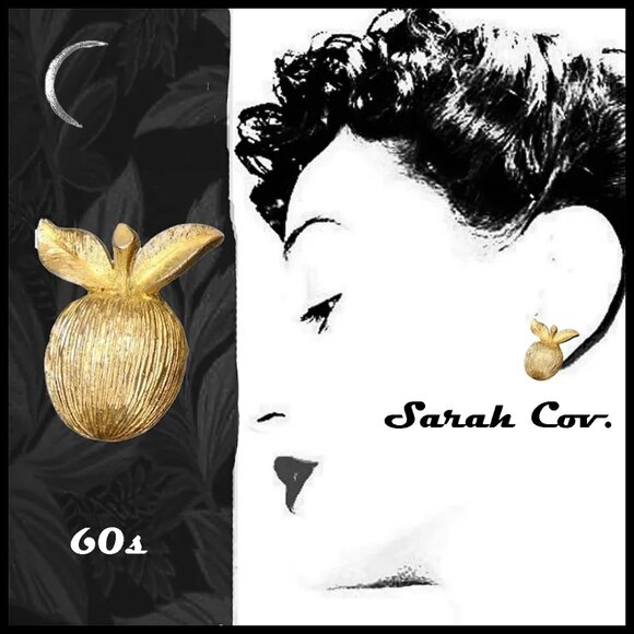 Sarah Coventry Jewelry - Vintage Sarah Coventry Apple Clip On Earrings, Retro Clipons